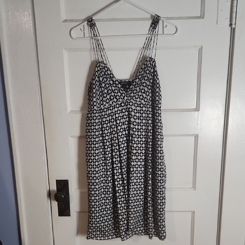 Greylin Black & White Floral Spaghetti-Strap Mini Dress